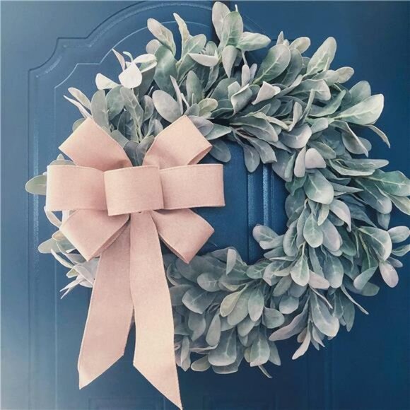 22 Inch Flocked Lambs Ear Wreaths for Front Door Wreaths for All Seasons Spring - Picture 5 of 6